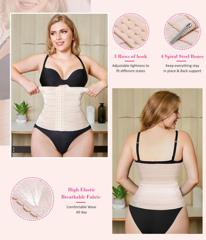 Nebility Waist Cincher Shapewear Tummy Control Plus Size Waist Trainers for Women Belly Trimmer Body Shaper Corset Girdle