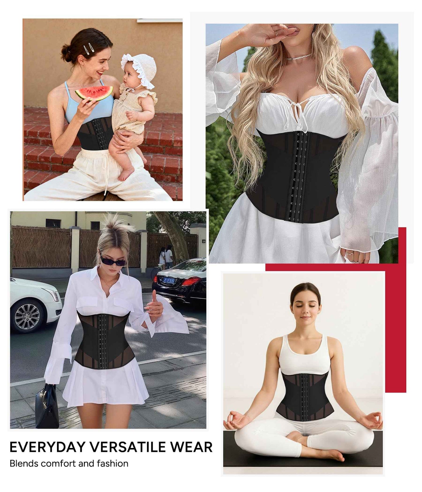 Nebility Waist Trainer for Women Corset Shapewear - Mesh Faja Body Shaper Waist Cincher Tummy Control Girdle Daily Wear