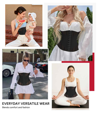 Nebility Waist Trainer for Women Corset Shapewear - Mesh Faja Body Shaper Waist Cincher Tummy Control Girdle Daily Wear