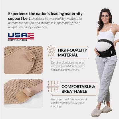 NeoTech Care Pregnancy Support Maternity Belt, Waist/Back/Abdomen Band, Belly Brace (Size M, Black Color)