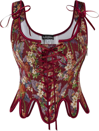 Scarlet Darkness Corset Tops for Women Renaissance Corset Floral Lace Up Bodyshaper Bustier
