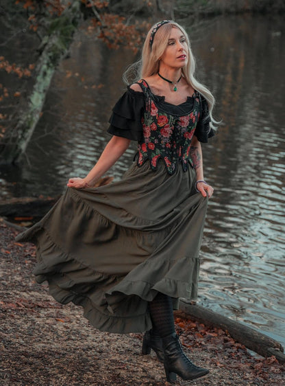 Scarlet Darkness Corset Tops for Women Renaissance Corset Floral Lace Up Bodyshaper Bustier