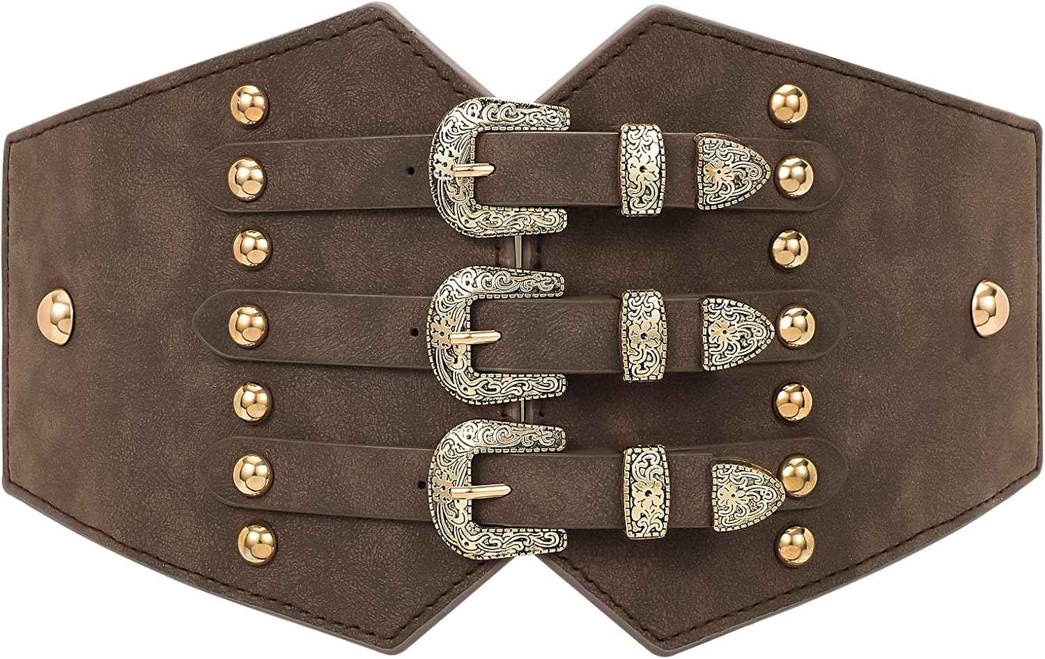 Renaissance Corset Belt for Women Wide Leather Waist Belt for Dresses and Costumes