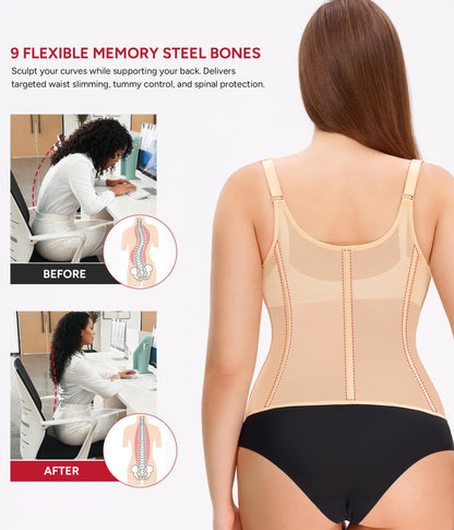 Nebility Waist Trainer for Women Corset Shapewear Tummy Control Body Shaper Top Waist Cincher Girdle with Adjustable Straps