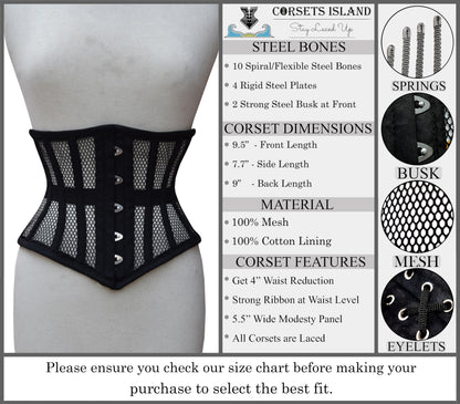 Women's Underbust Waist Training Steel Boned Corsets Heavy Duty Womens Corsets