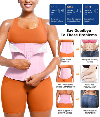 TrainingGirl Waist Trainer for Women Lower Belly Waist Trimmer Corset Tummy Wrap Workout Sweat Belt Band Sports Sauna Suit