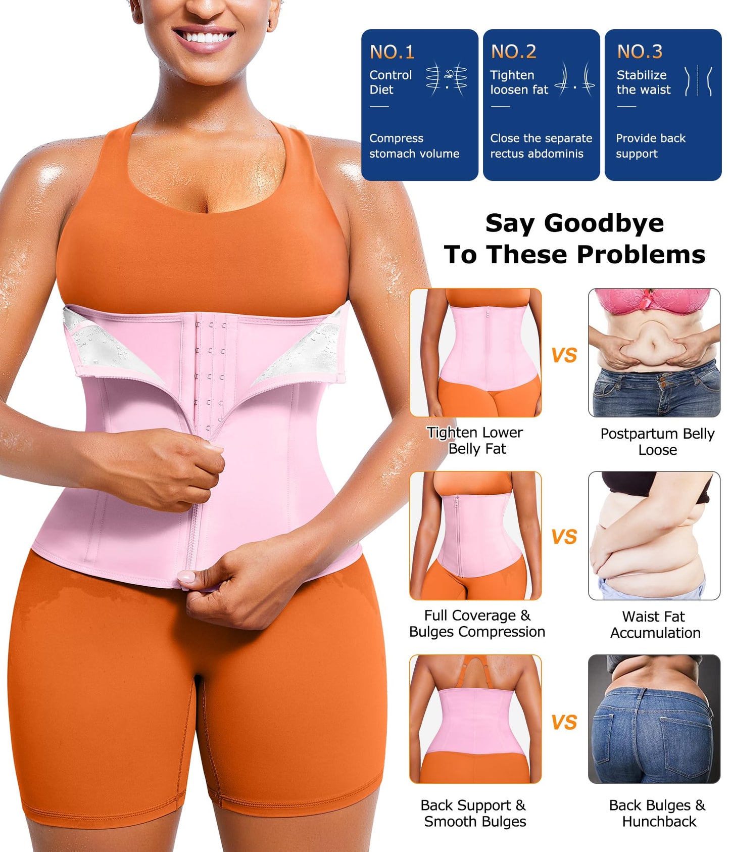 TrainingGirl Waist Trainer for Women Lower Belly Waist Trimmer Corset Tummy Wrap Workout Sweat Belt Band Sports Sauna Suit