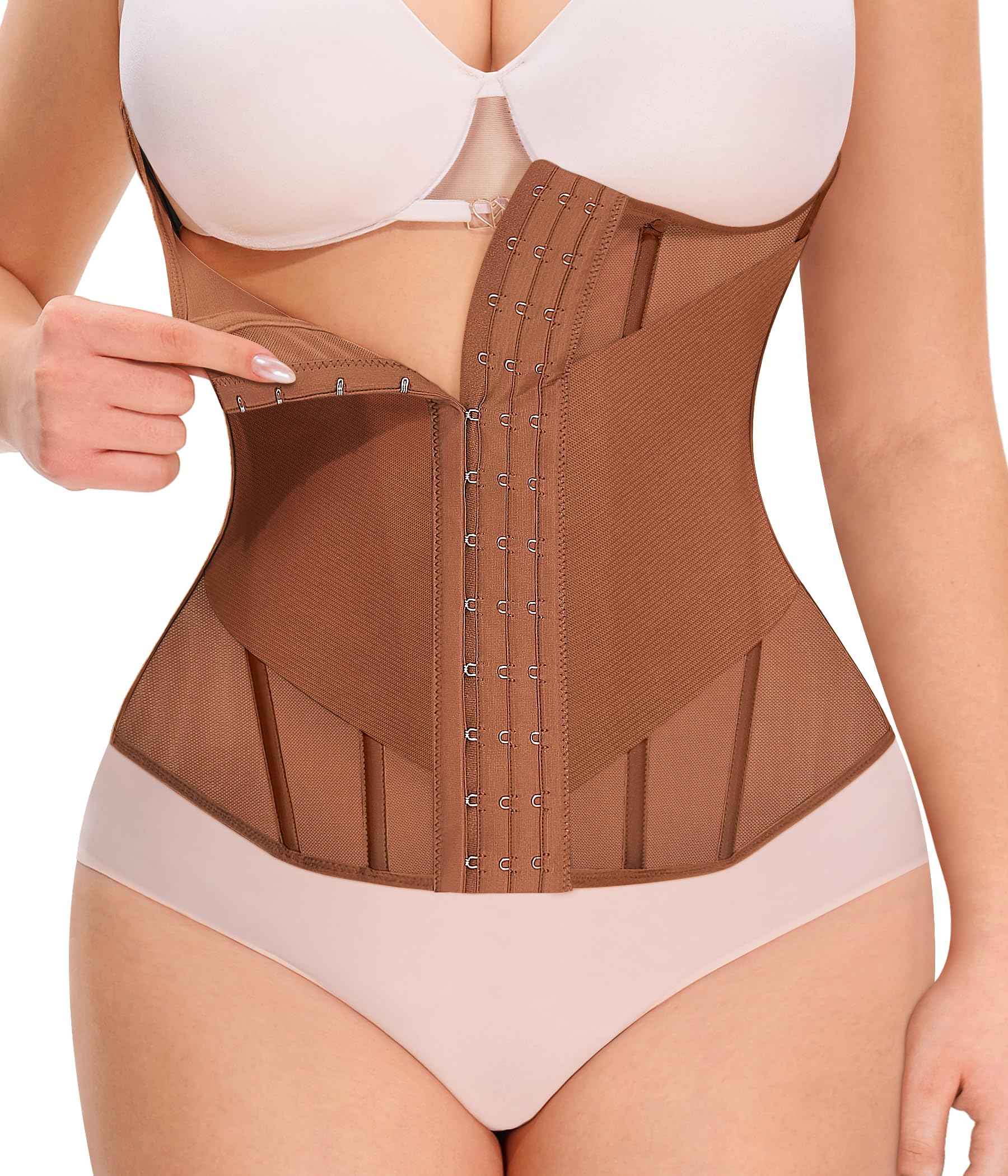 Nebility Waist Trainer for Women Corset Shapewear - Mesh Faja Body Shaper Waist Cincher Tummy Control Girdle Daily Wear