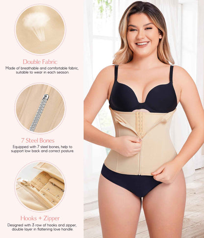 MERYOSZ Waist Trainer Corset Zipper Tummy Control Shapewear Breathable Waist Cincher for Women Body Shaper Sport Girdle