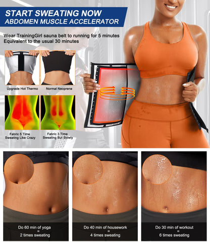 TrainingGirl Waist Trainer for Women Lower Belly Waist Trimmer Corset Tummy Wrap Workout Sweat Belt Band Sports Sauna Suit