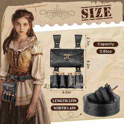 Geyoga Renaissance Belt Pouch with Potion Bottles Halloween Medieval Costume Accessories Waist Bag Cosplay