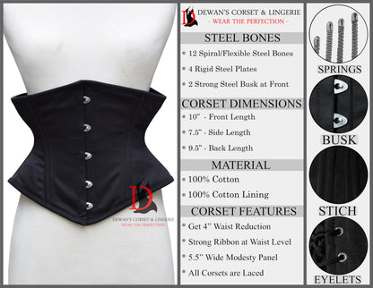 Women's Underbust Waist Training Steel Boned Corsets Heavy Duty Womens Corsets