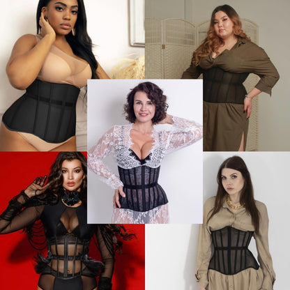 Mesh Corset Waist Trainer for Women - Underbust Corset Lace Up - Waist Cincher Shapewear - Body Shaper