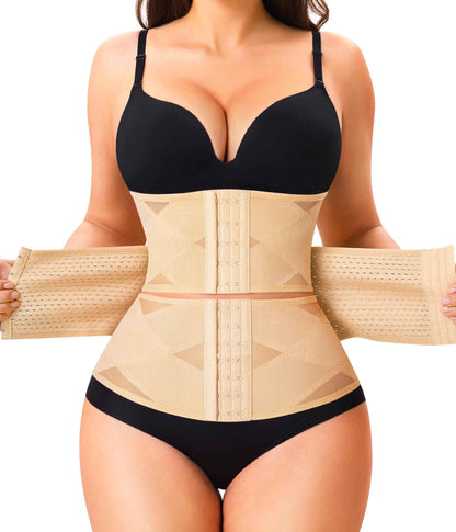 LODAY Waist Trainer for Women Corset Shapewear Tummy Control Body Shaper Cross Mesh Waist Cincher Postpartum Girdle