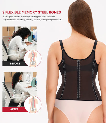 Nebility Waist Trainer for Women Corset Shapewear Tummy Control Body Shaper Top Waist Cincher Girdle with Adjustable Straps