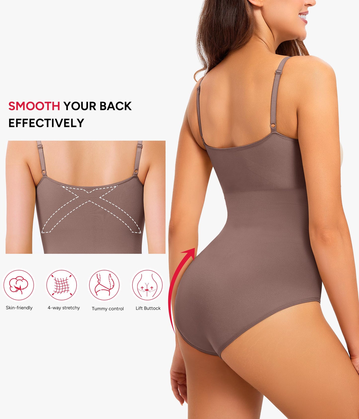 Nebility Shapewear Waist Trainer Bodysuits Women Clothing Tummy Control Seamless Full Body Shaper Square Neck Jumpsuits Top