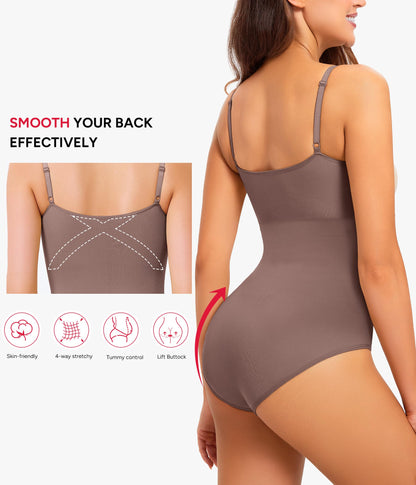 Nebility Shapewear Waist Trainer Bodysuits Women Clothing Tummy Control Seamless Full Body Shaper Square Neck Jumpsuits Top