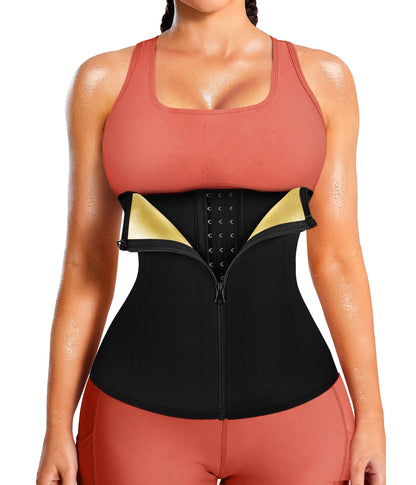 LEINIDINA Womens Waist Trainer Corset with Zipper Sweat Waist Trimmer for Women Workout Belt Corset Shapewear