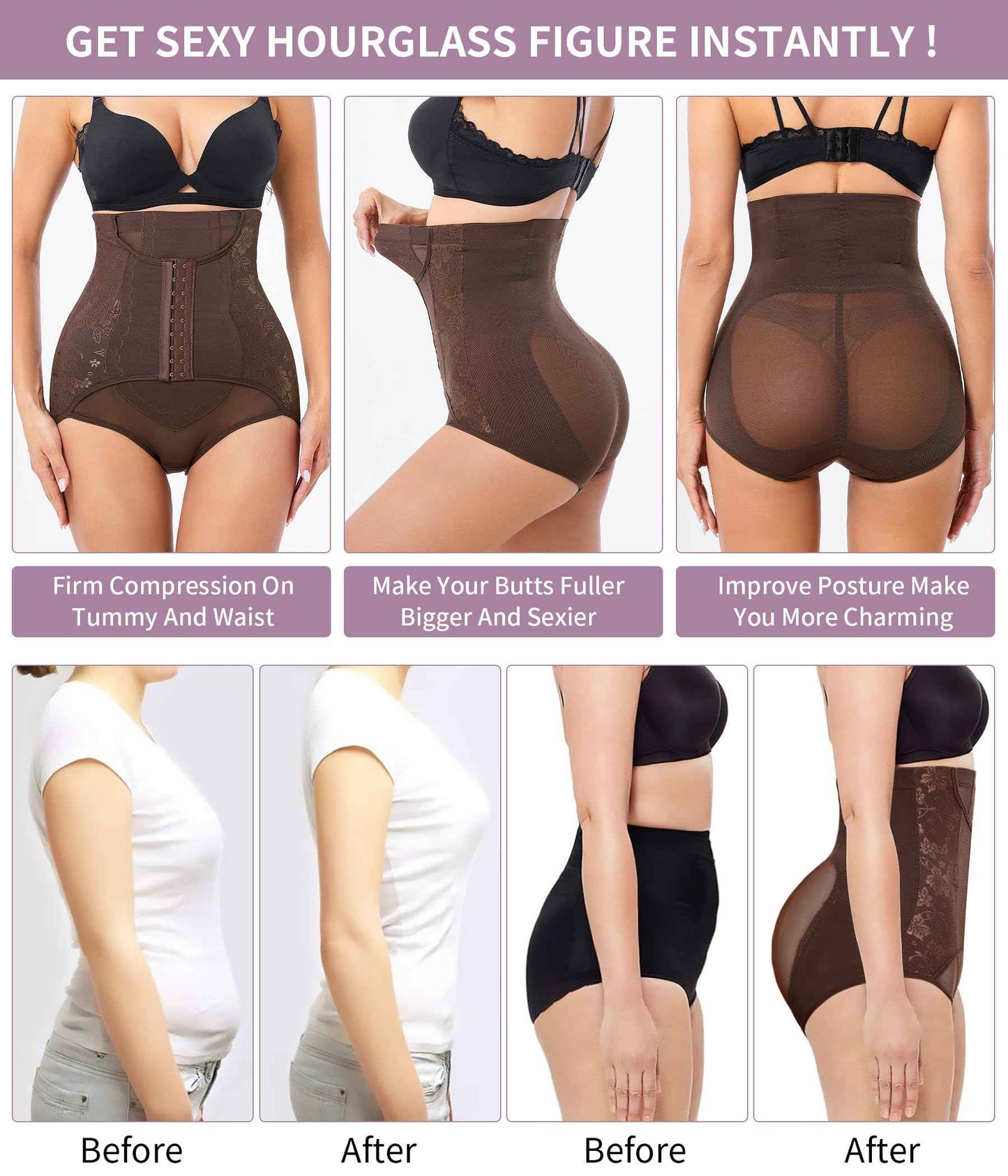 YERKOAD Tummy Control Panties for Women Shapewear Butt Lifter Short High Waist Trainer Corset Slimming Body Shaper Underwear