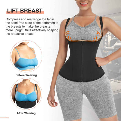 FeelinGirl Waist Trainer for Women Corset Vest Body Shaper Cincher Trimmer Tank Top Sport Girdle with Steel Bones