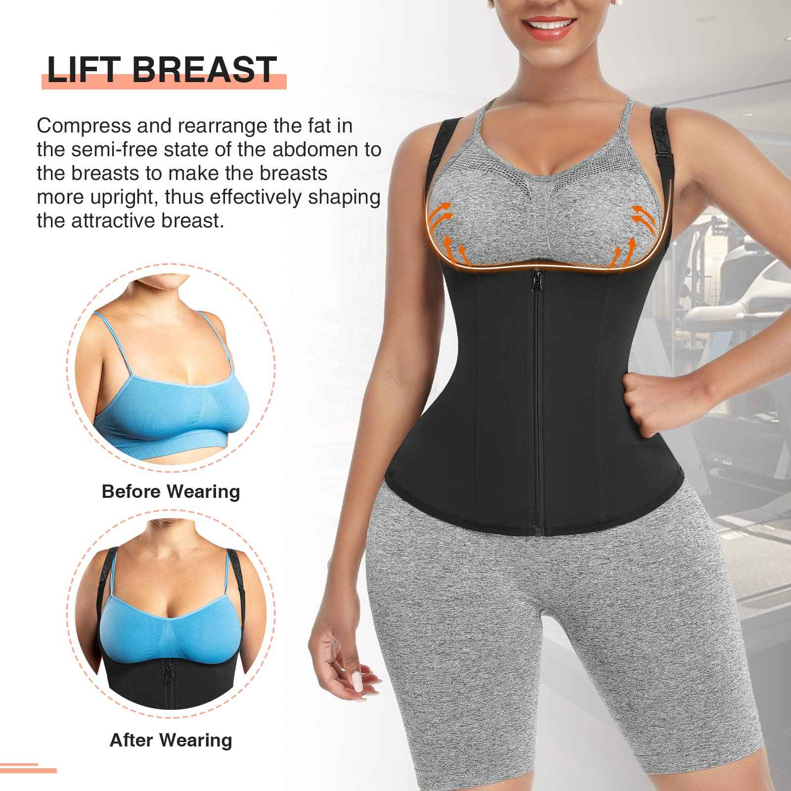 FeelinGirl Waist Trainer for Women Corset Vest Body Shaper Cincher Trimmer Tank Top Sport Girdle with Steel Bones