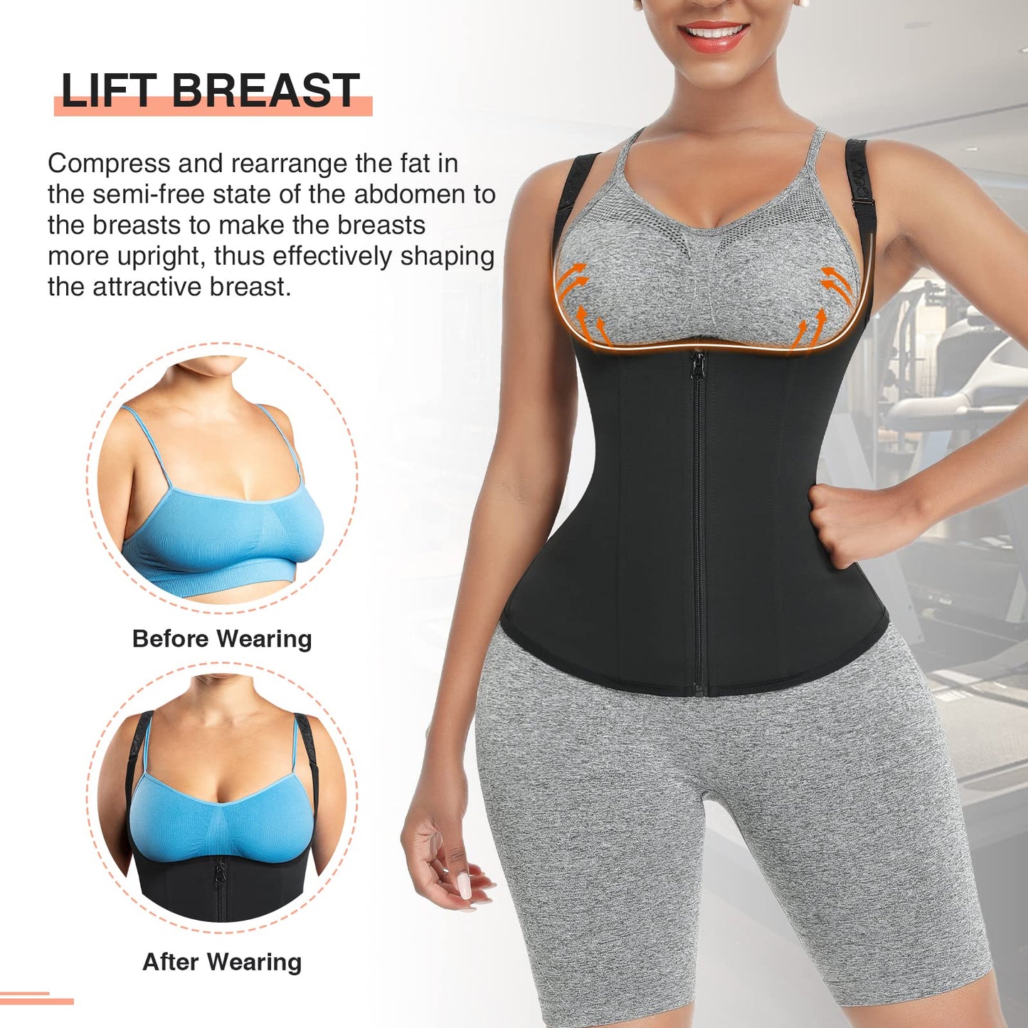 FeelinGirl Waist Trainer for Women Corset Vest Body Shaper Cincher Trimmer Tank Top Sport Girdle with Steel Bones