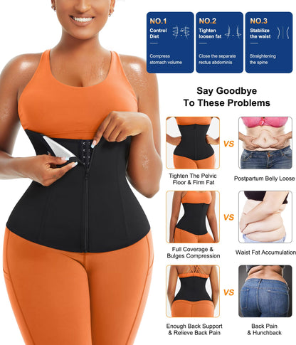 TrainingGirl Waist Trainer for Women Lower Belly Waist Trimmer Corset Tummy Wrap Workout Sweat Belt Band Sports Sauna Suit