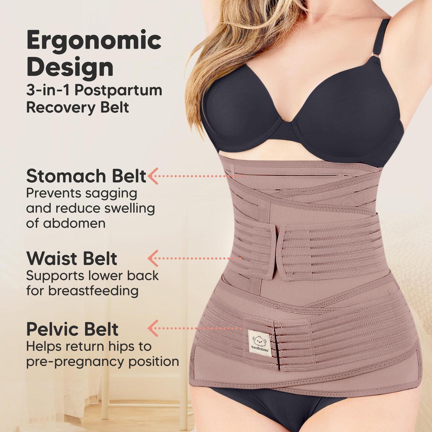 3 in 1 Postpartum Belly Support Recovery Wrap – Postpartum Belly Band, After Birth Brace, Slimming Girdles, Body Shaper Waist Shapewear, Post Surgery Pregnancy Belly Support Band (Midnight Black, M/L)