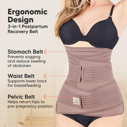 3 in 1 Postpartum Belly Support Recovery Wrap – Postpartum Belly Band, After Birth Brace, Slimming Girdles, Body Shaper Waist Shapewear, Post Surgery Pregnancy Belly Support Band (Midnight Black, M/L)