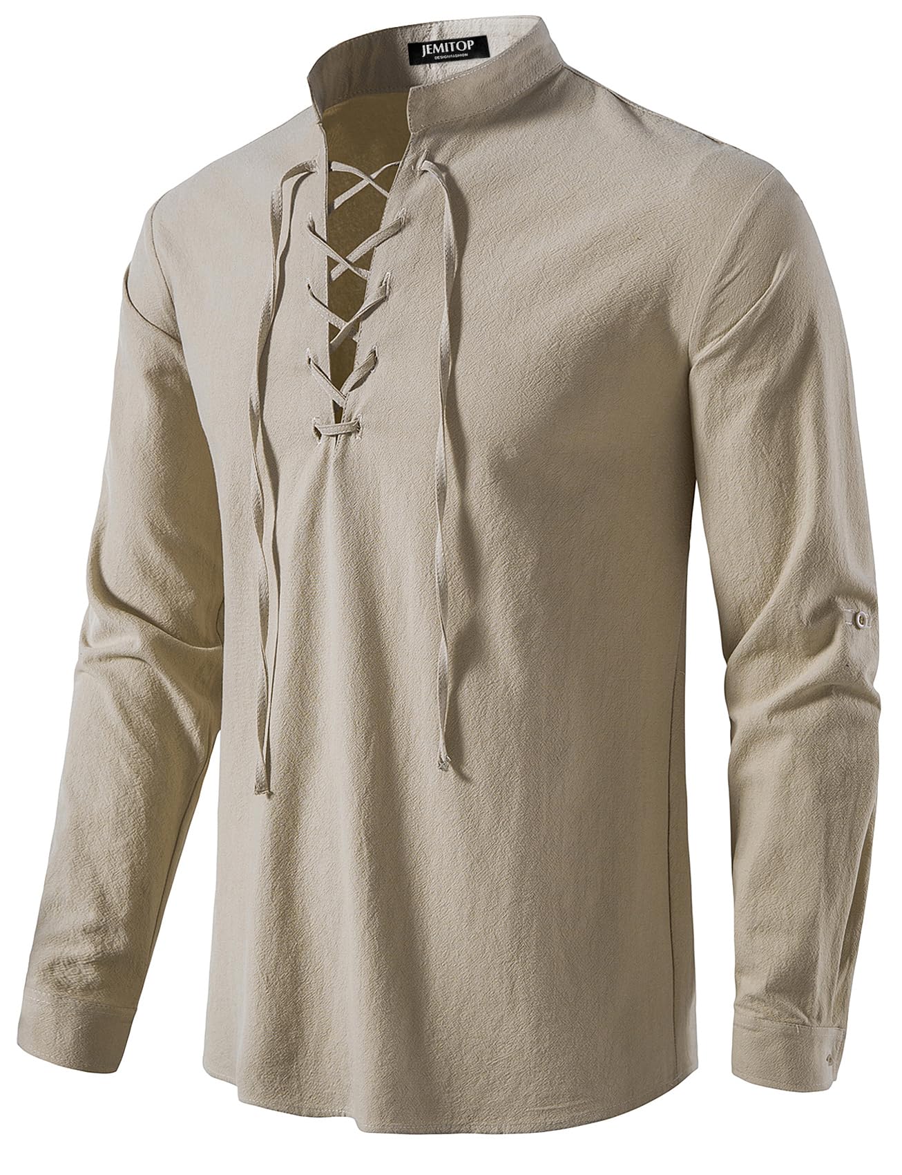 Men's Pure Cotton Retro Lace Up Shirts for Renaissance Pirate Viking Medieval