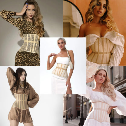Mesh Corset Waist Trainer for Women - Underbust Corset Lace Up - Waist Cincher Shapewear - Body Shaper