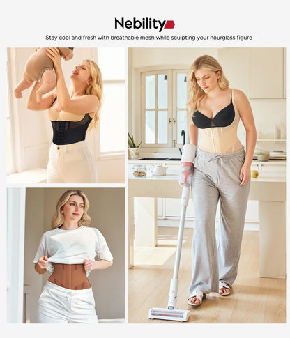 Nebility Waist Trainer for Women Corset Shapewear Tummy Control Body Shaper Top Waist Cincher Girdle with Adjustable Straps