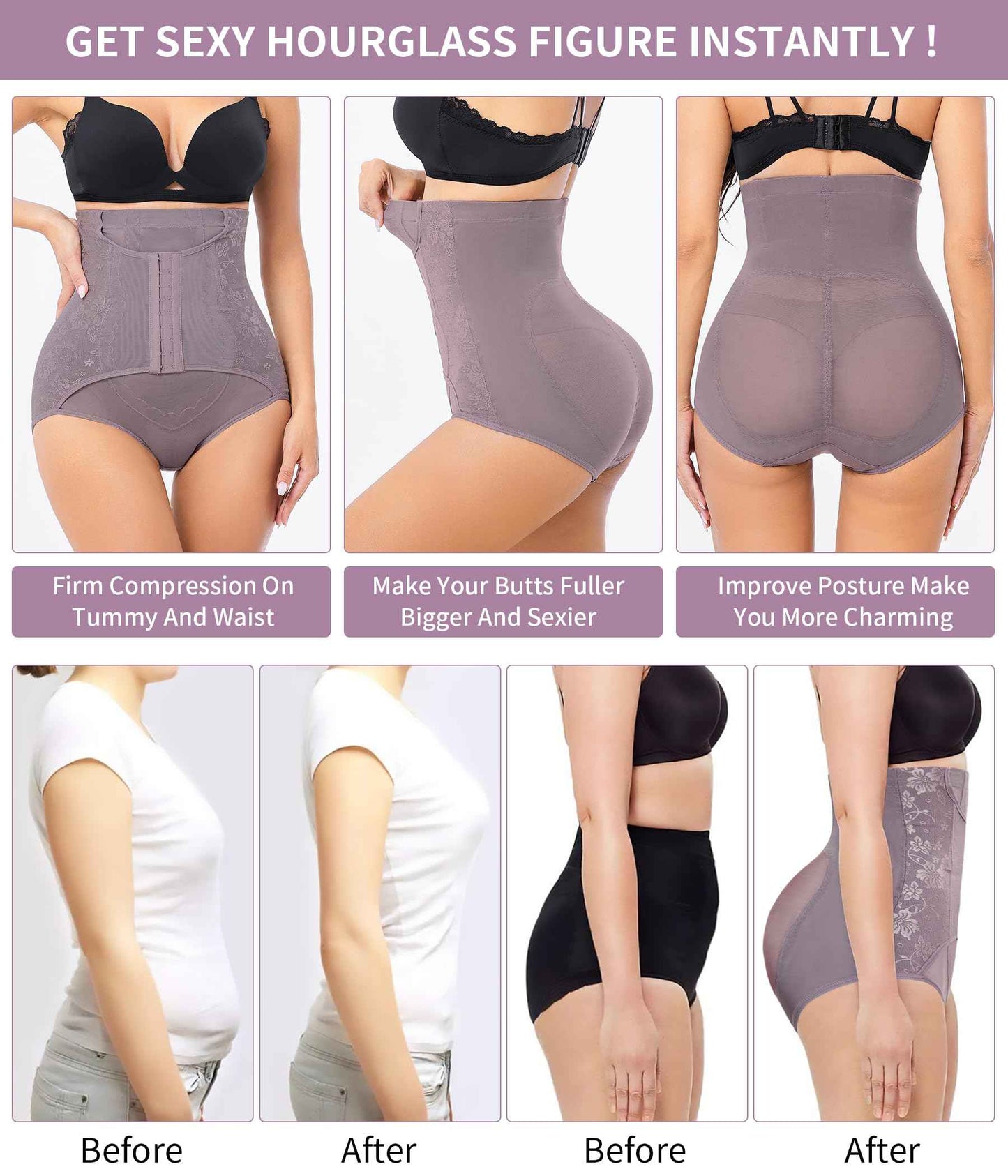 YERKOAD Tummy Control Panties for Women Shapewear Butt Lifter Short High Waist Trainer Corset Slimming Body Shaper Underwear