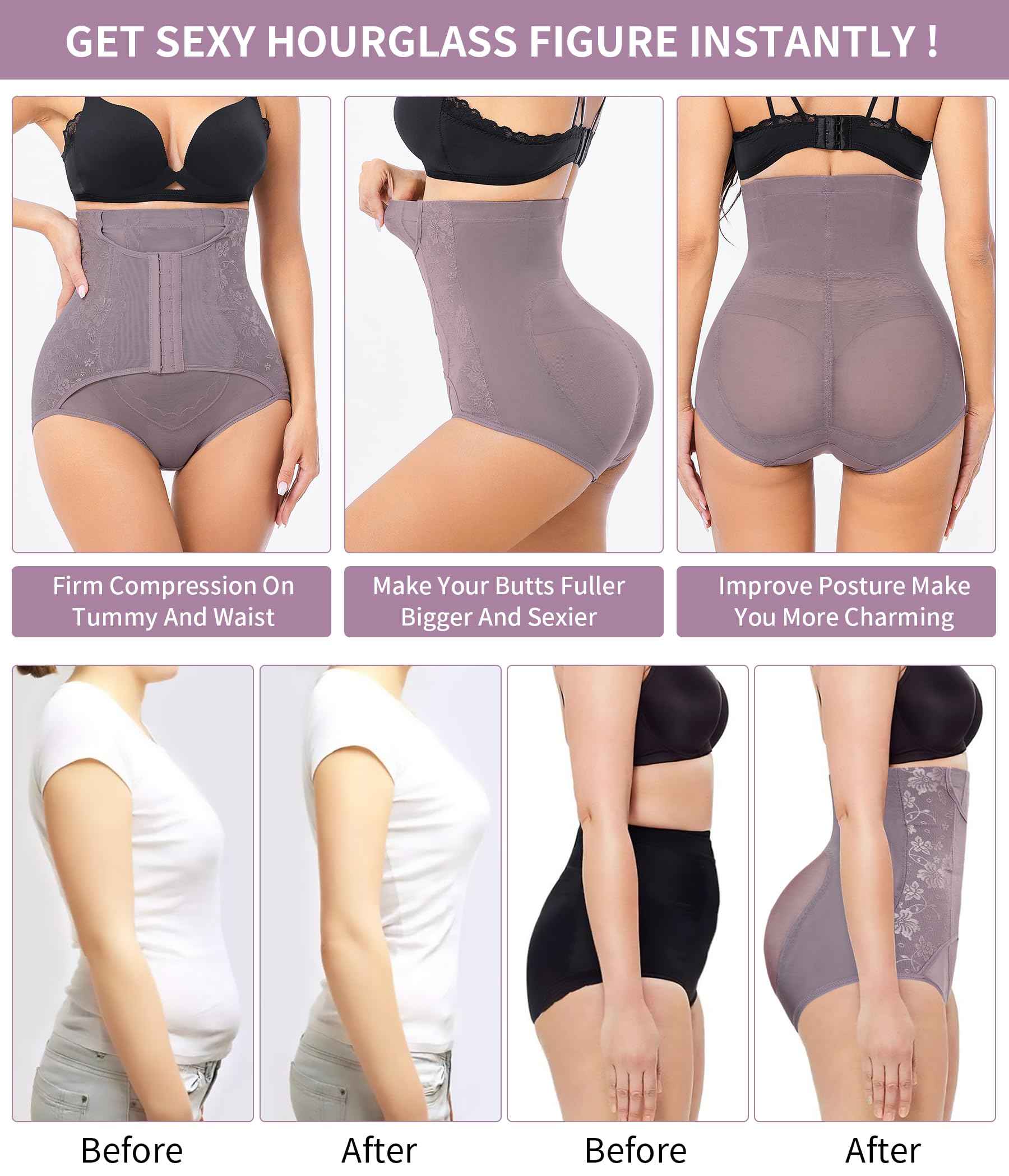 YERKOAD Tummy Control Panties for Women Shapewear Butt Lifter Short High Waist Trainer Corset Slimming Body Shaper Underwear