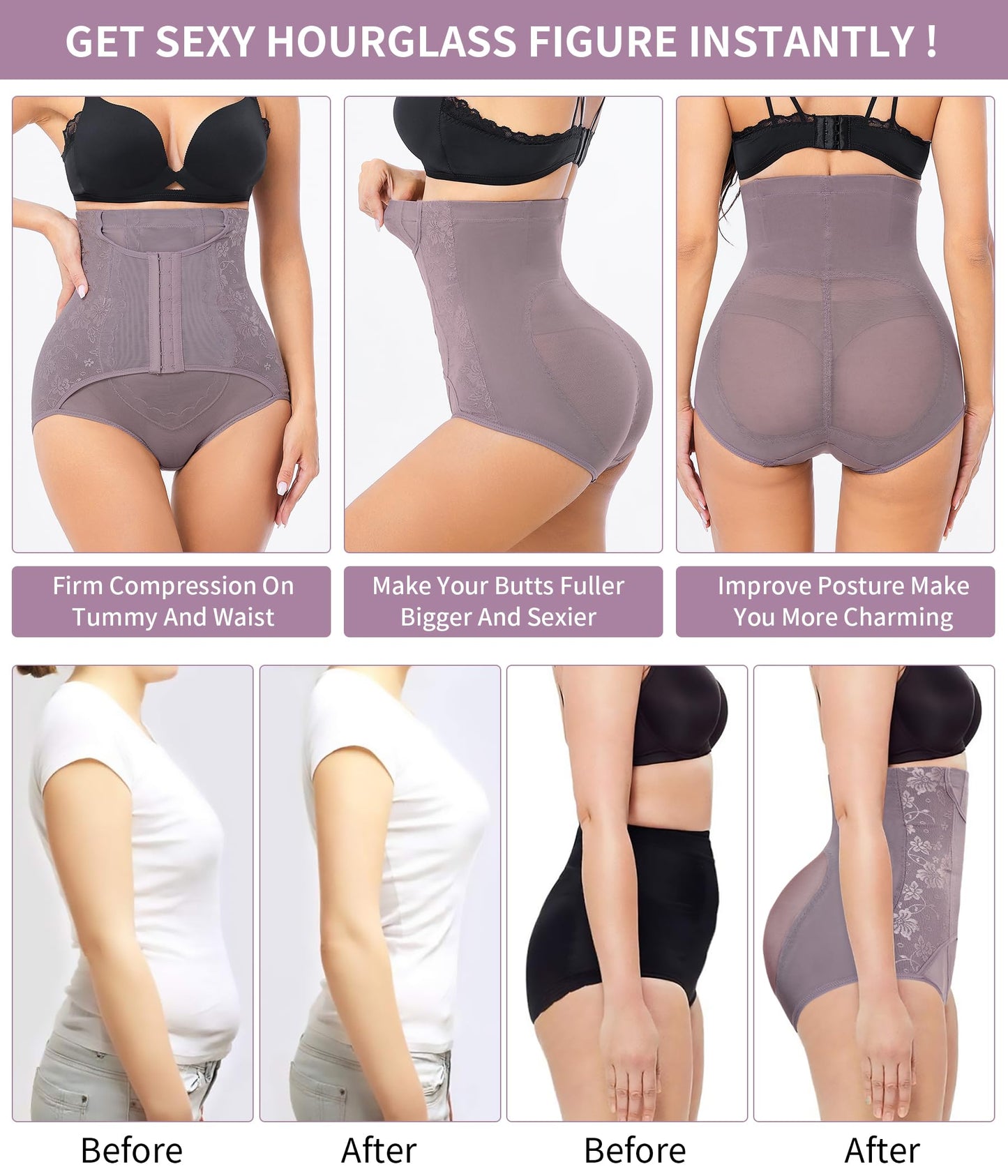YERKOAD Tummy Control Panties for Women Shapewear Butt Lifter Short High Waist Trainer Corset Slimming Body Shaper Underwear