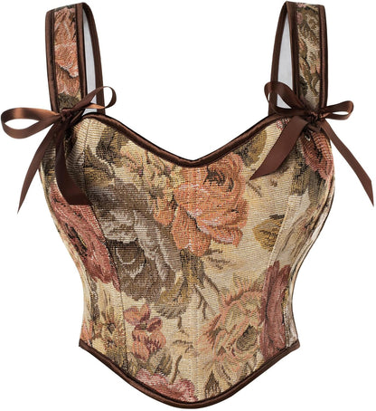Scarlet Darkness Corset Tops for Women Sweetheart Neckline Floral Corset with Zipper Size 6-18