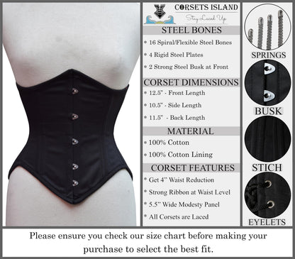 Women's Underbust Waist Training Steel Boned Corsets Heavy Duty Womens Corsets