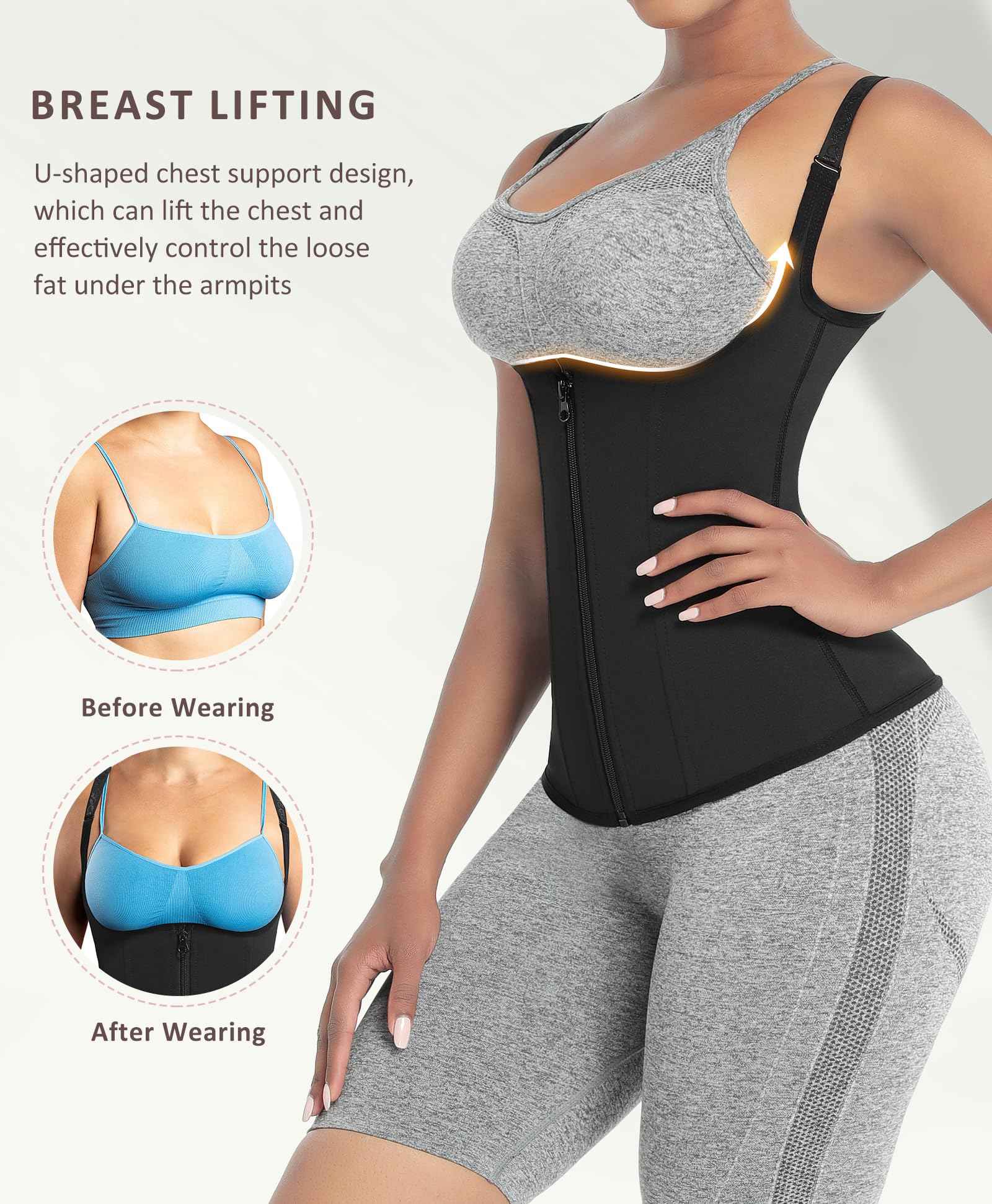 FeelinGirl Waist Trainer Vest for Women Tummy Control Corset Shapewear with Steel Bones Cincher Tank Top Girdle
