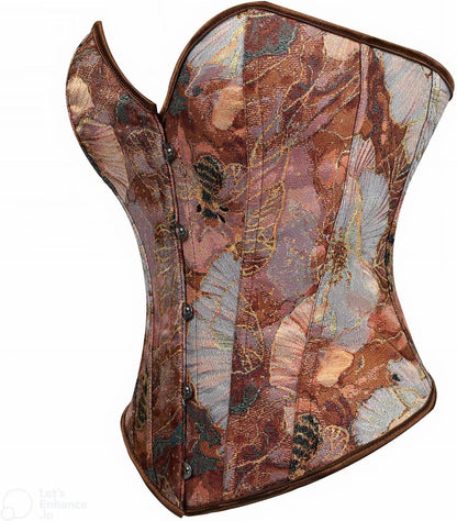 Sexy Corset Tops for Women Renaissance Floral Bustier Overbust Boned Strapless Lingerie Open Back Lace Up Shapewear