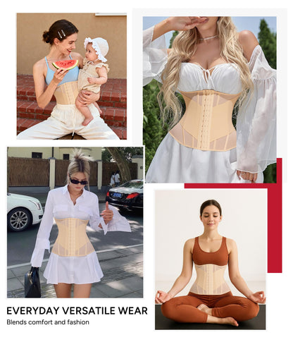 Nebility Waist Trainer for Women Corset Shapewear - Mesh Faja Body Shaper Waist Cincher Tummy Control Girdle Daily Wear
