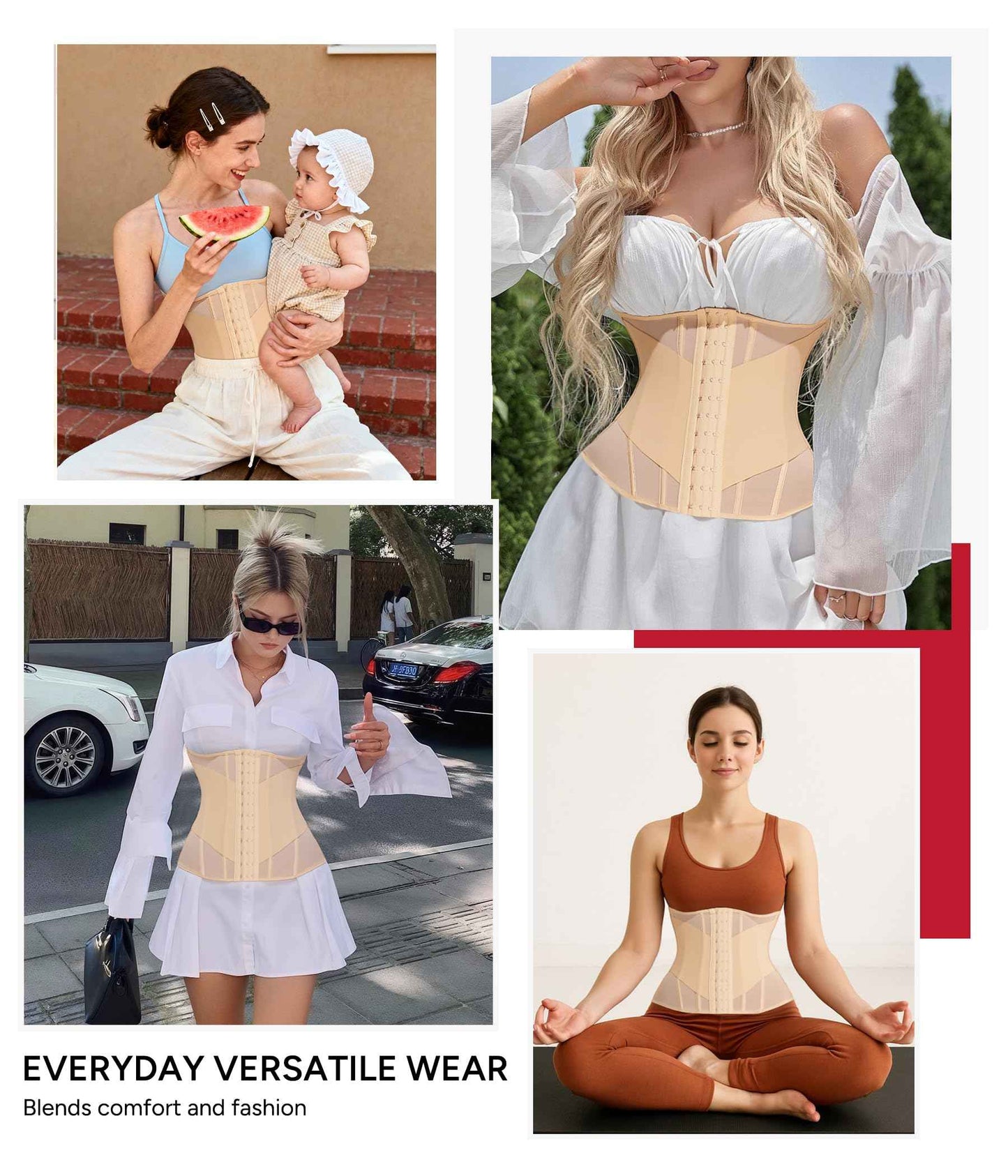 Nebility Waist Trainer for Women Corset Shapewear - Mesh Faja Body Shaper Waist Cincher Tummy Control Girdle Daily Wear