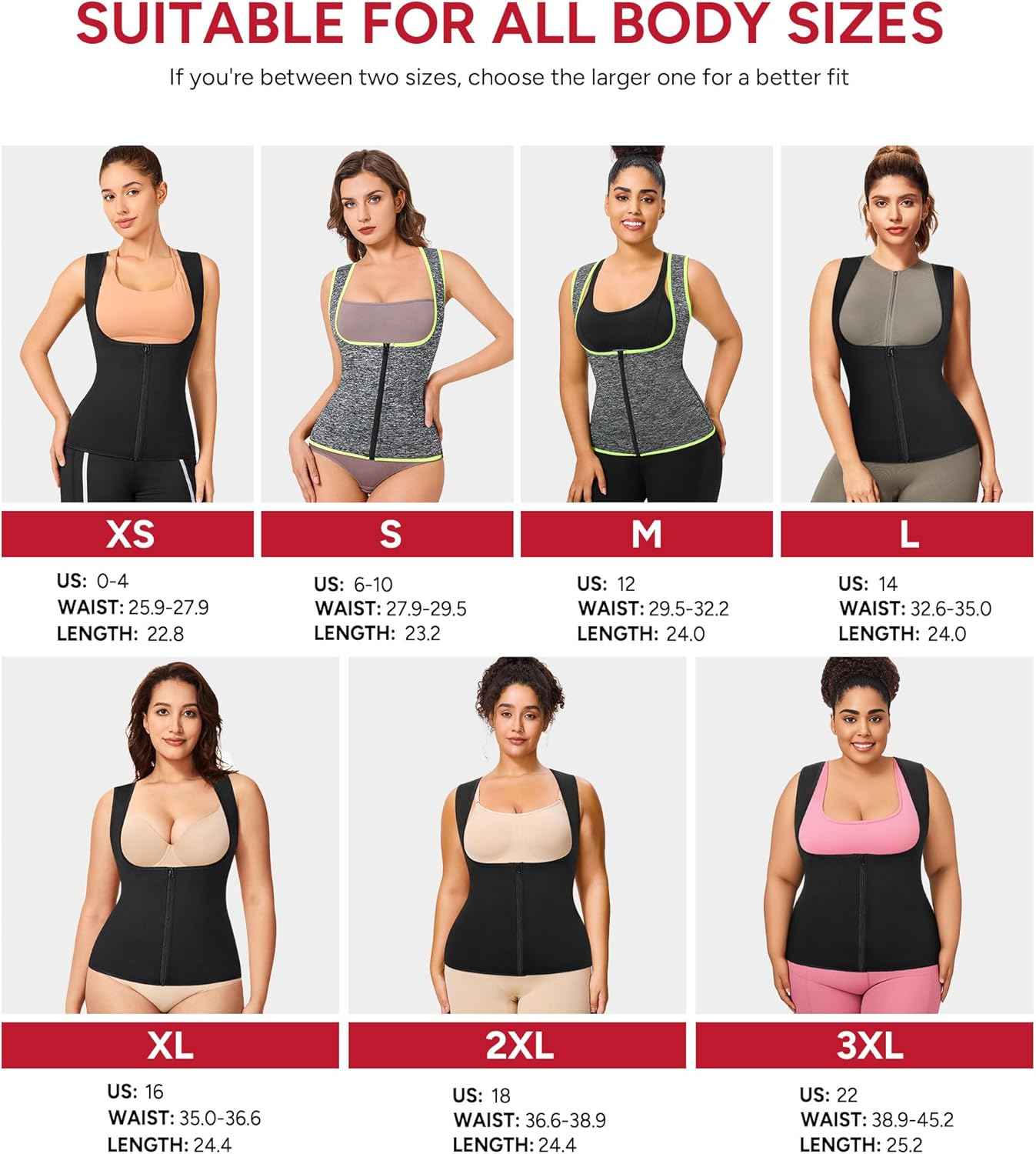 GAODI Women Waist Trainer Vest Slim Corset Workout Sweat Tank Top Zipper Compression Shirt Sauna Suit Body Shaper