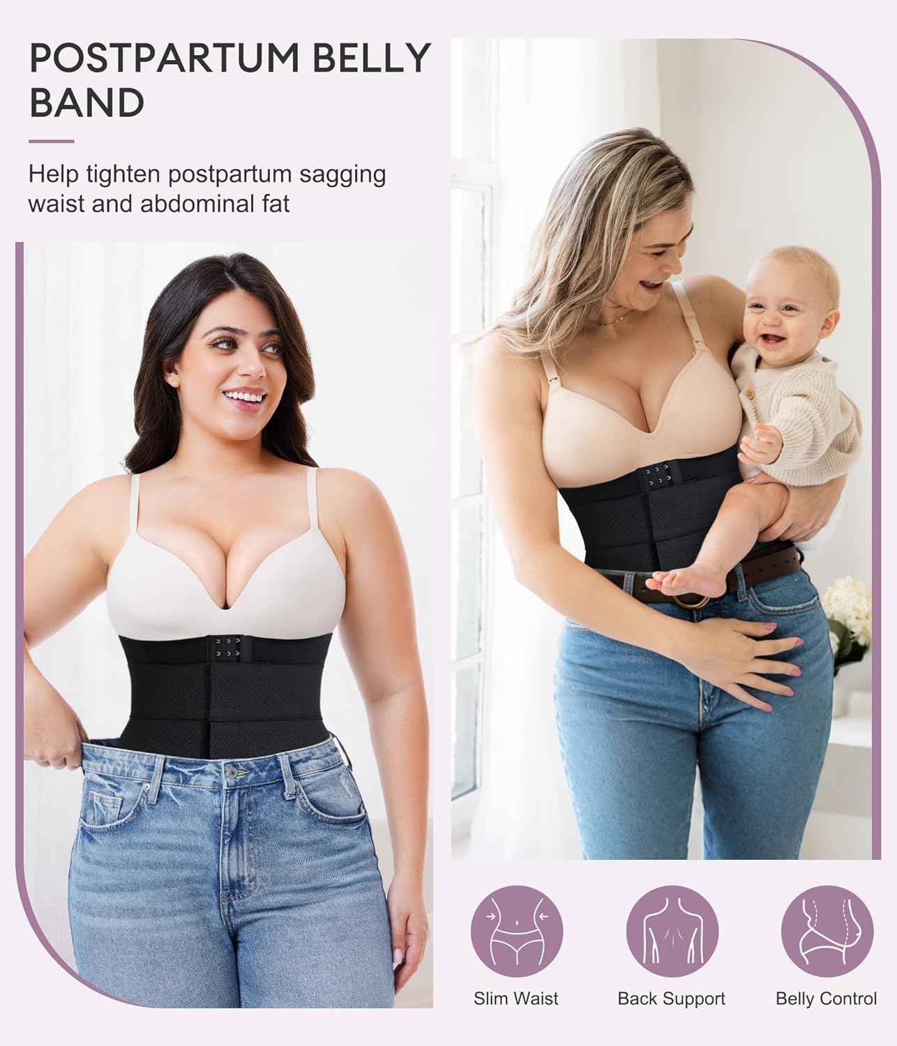 YERKOAD Waist Trainer for Women Plus Size Corset Shapewear Tummy Control Waist Cincher Postpartum Belly Band Wrap