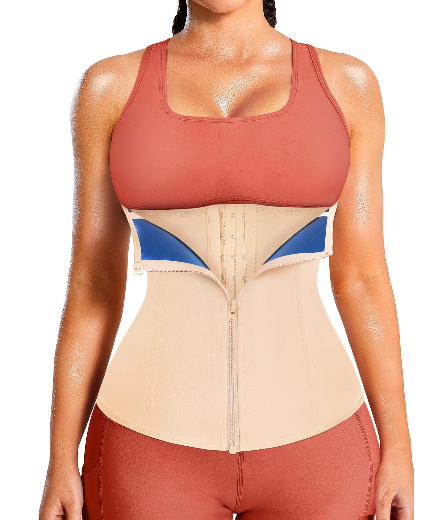 LEINIDINA Womens Waist Trainer Corset with Zipper Sweat Waist Trimmer for Women Workout Belt Corset Shapewear