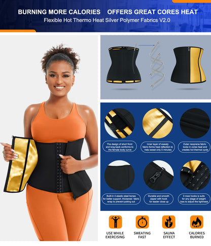 TrainingGirl Waist Trainer for Women Lower Belly Waist Trimmer Corset Tummy Wrap Workout Sweat Belt Band Sports Sauna Suit