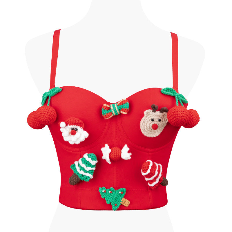Christmas Bralette Spicy Girl Pure Desire Style Boned Corset Backless Bra