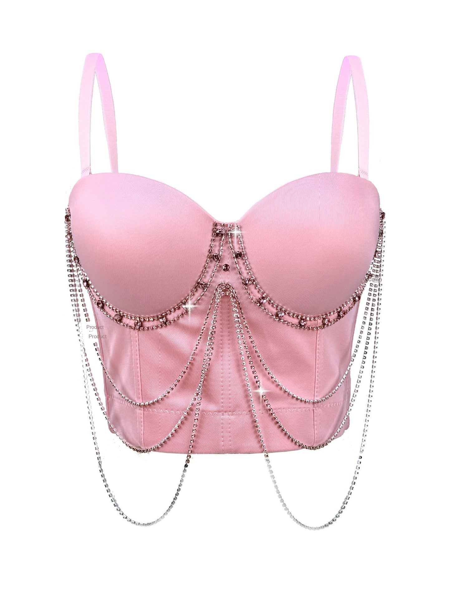 Tassel Chain Strapless Camisole Summer Performance Stage Sexy Body-Shaping Corset Boned Bustier