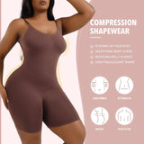 Brown  body shaper with a high waist and breathable fabric