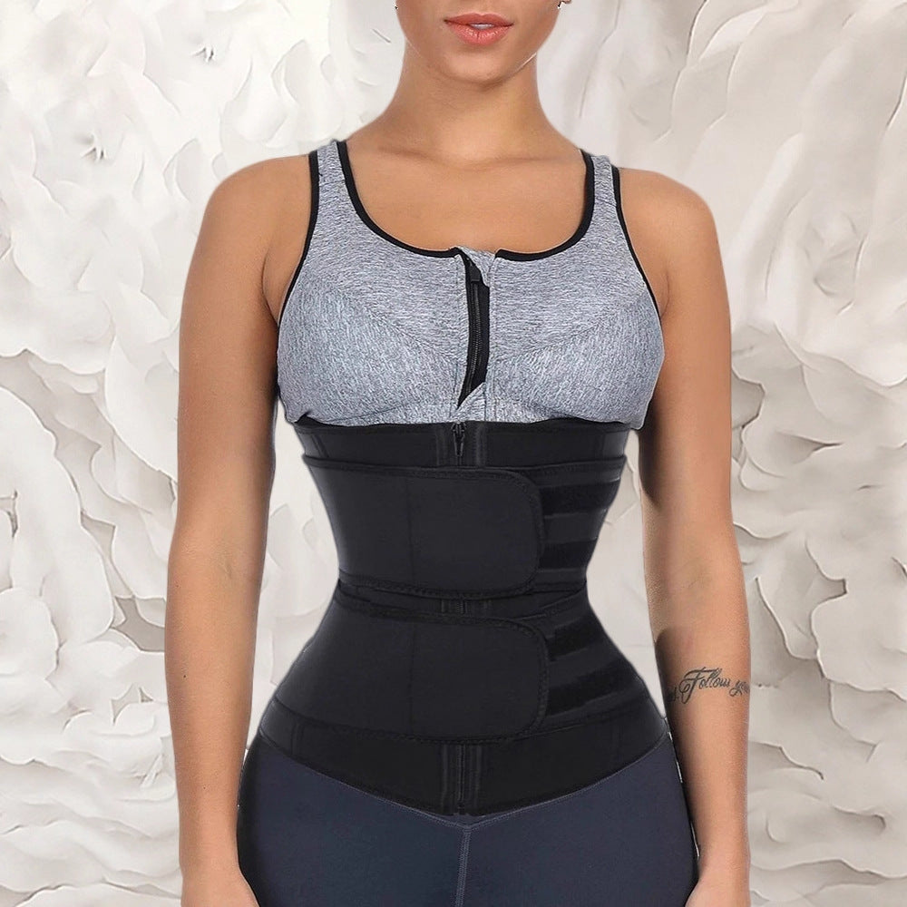 Beauty Shaping Double Waistband Zipper Women's Shapewear, Plus Size Sports Corset