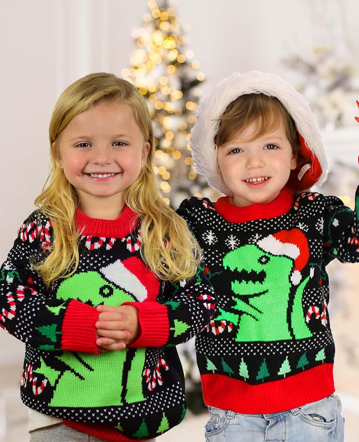 Trex Ugly Christmas Sweater Dinosaur Dino Gift for Boys Girls 2Yr - 12Yr